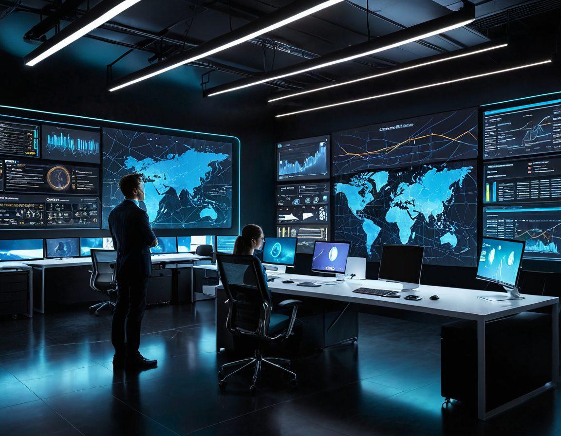 A futuristic office space with holographic screens showcasing web design, digital services, and project analytics. In the center, a professional interacts with a CPARS dashboard, with glowing data streams and vibrant user interfaces. super-realistic. vibrant colors. tech-savvy vibes.
